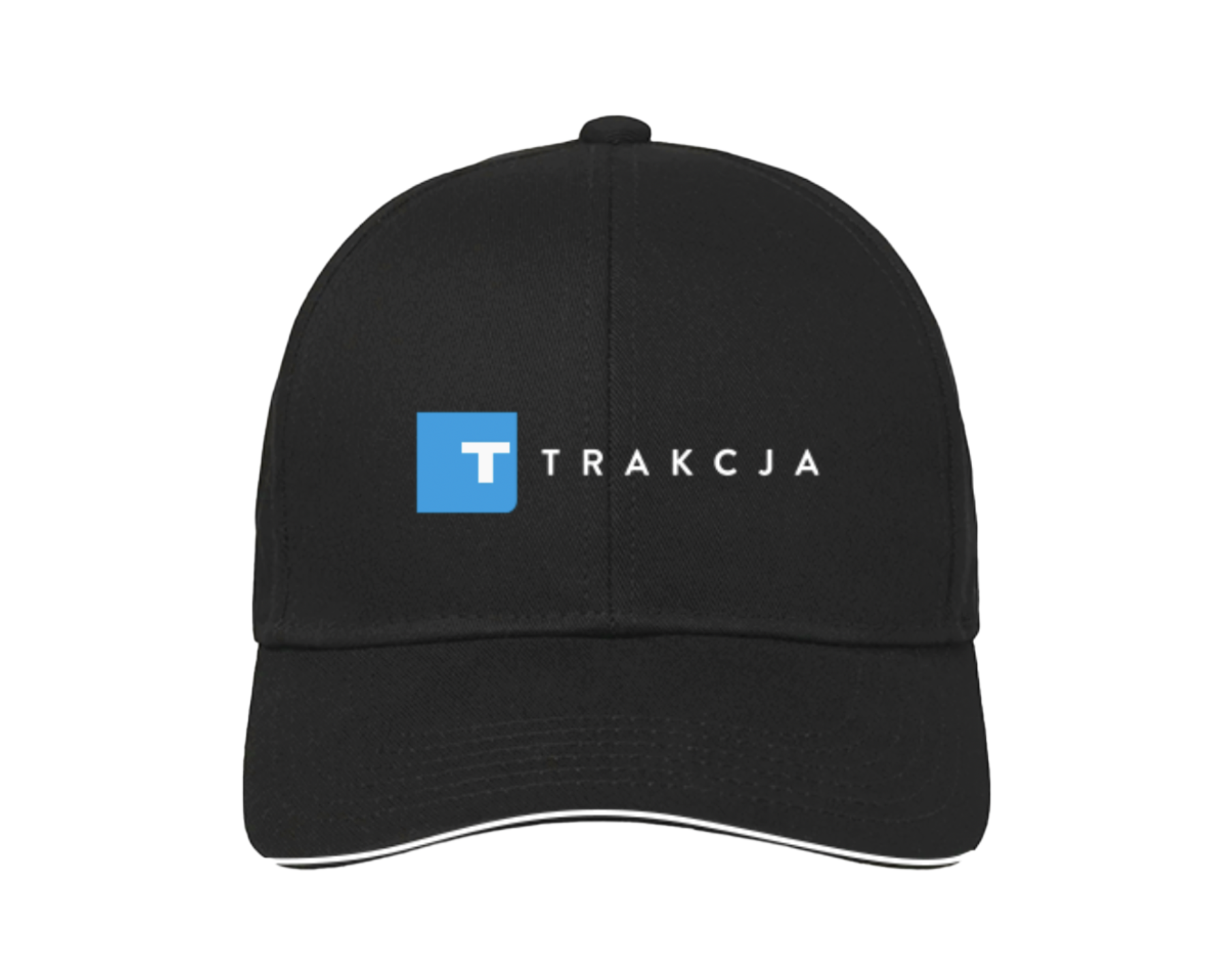 Czarna czapka z daszkiem z logo firmy